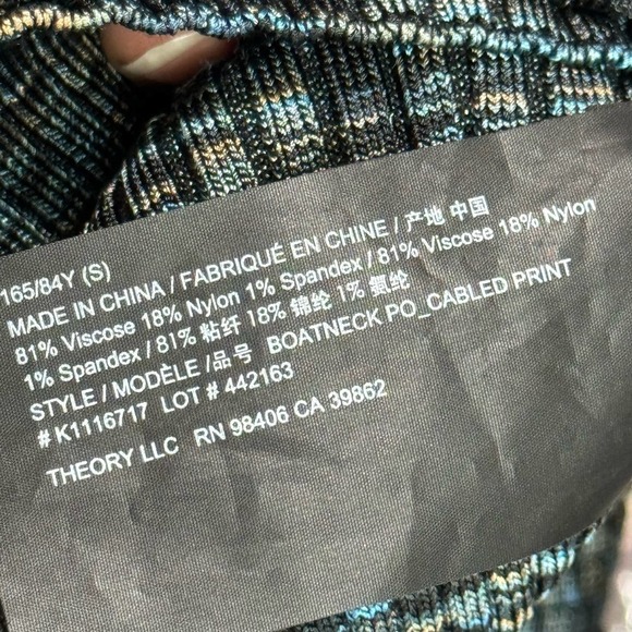 Theory Women's Boat-Neck Cabled Print Ribbed Pullover Sweater Size S NWOT - Picture 11 of 12